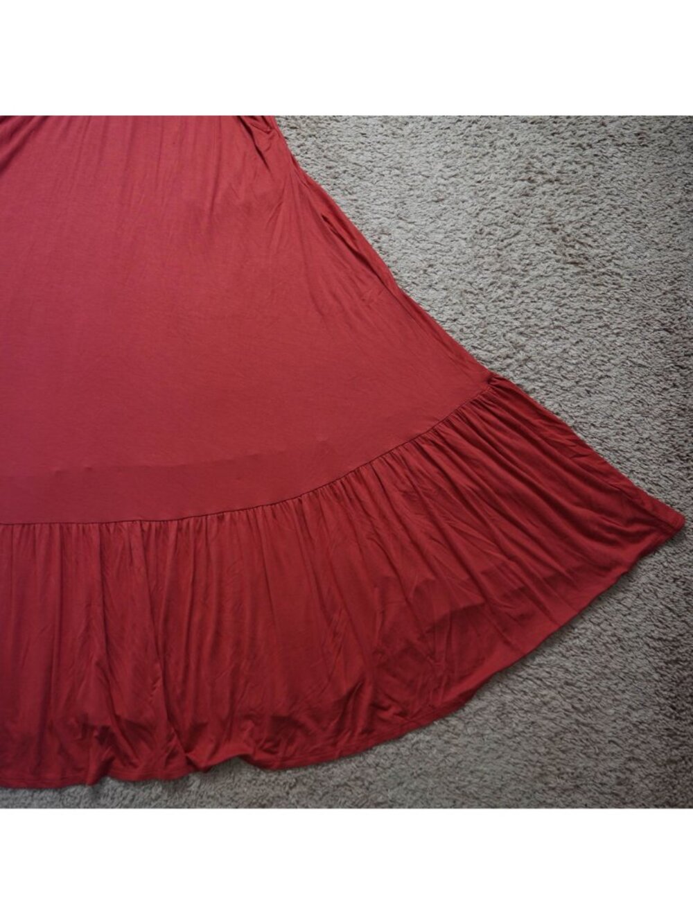 Torrid Maxi Dress Womens 1 Red Babydoll Ruffle Hem Flowy Boho Adjustable Straps - Picture 4 of 10
